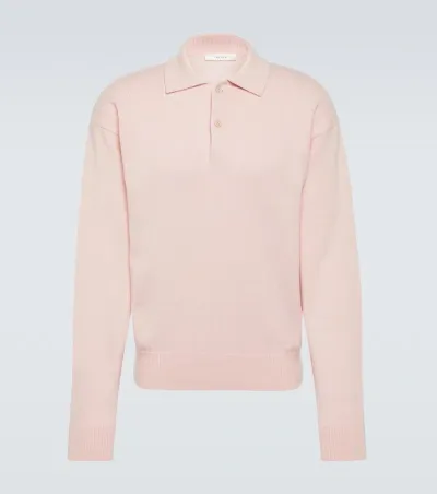 The Row Joyce Cotton And Cashmere Polo Sweater In Pink