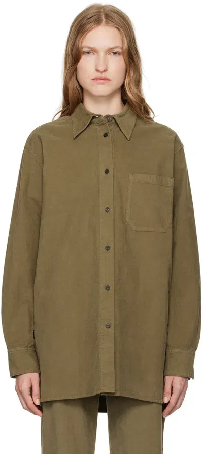 The Row Khaki Idro Shirt In Brown