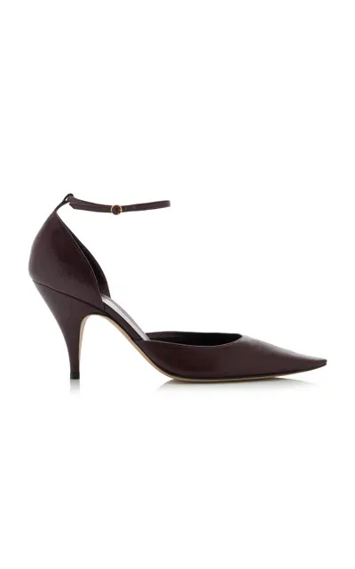 The Row Liisa Leather D'orsay Pumps In Burgundy