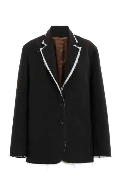 The Row Lysandre Raw-edge Cotton-wool Blazer In Brown