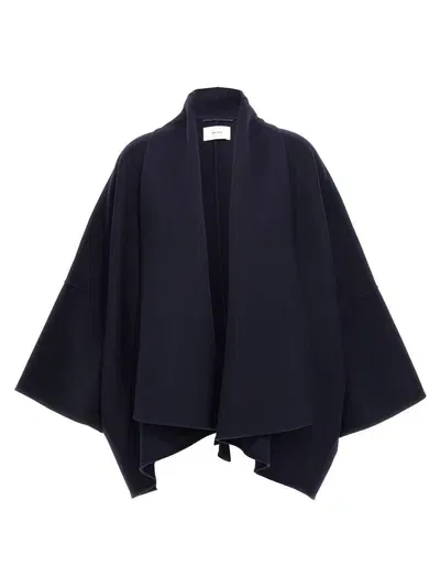 The Row Draped Mid-length Wide Sleeves Coat In Blue