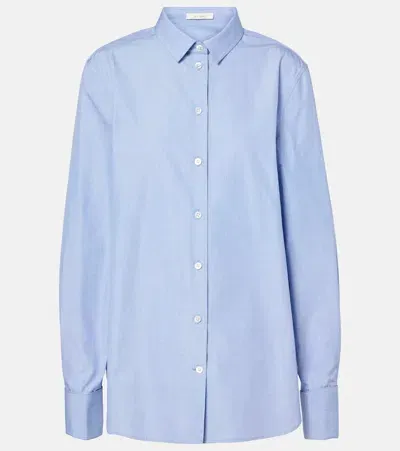 The Row Metis Cotton Oxford Shirt In Blue