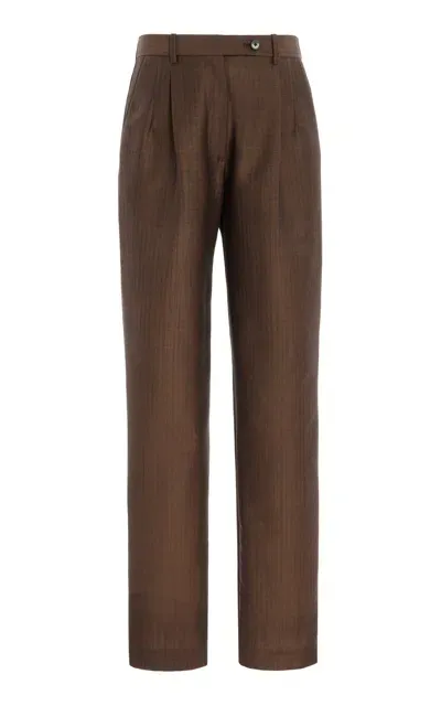 The Row Norbert Mohair-wool Melange Straight-leg Pants In Brown