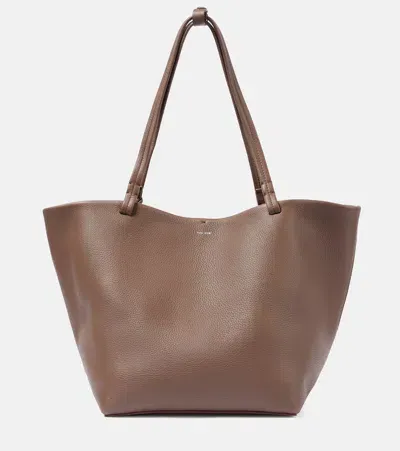 The Row Park Medium Leather Tote Bag In Green