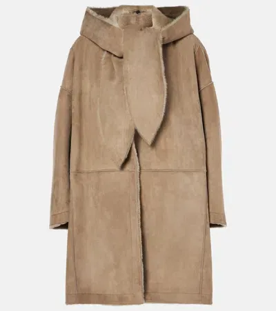 The Row Parnasse Shearling-lined Suede Coat In Brown