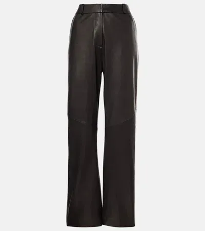 The Sei Leather Straight Pants In Black