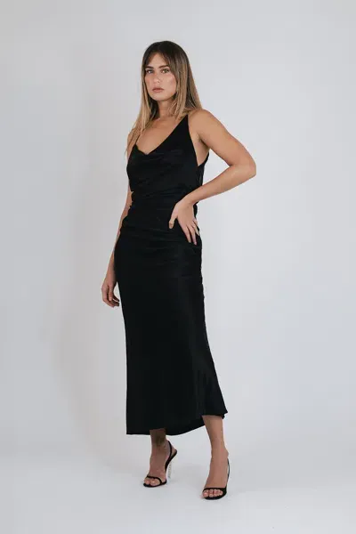 The Sei One-shoulder Cowl Dress In Black