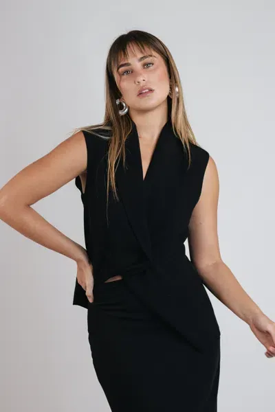 The Sei Oversized Vest In Black Crepe