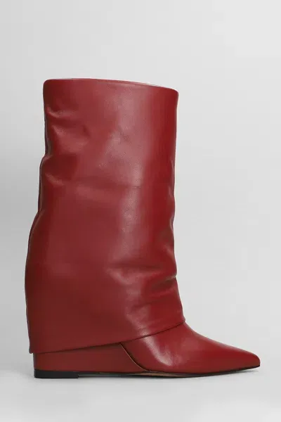 The Seller High Heels Ankle Boots In Bordeaux Leather In Red