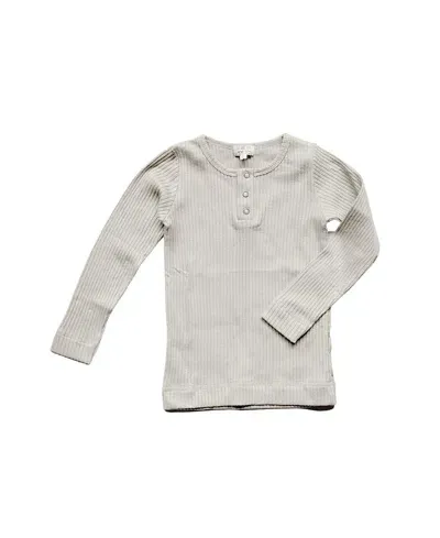 The Simple Folk Kids' Girl's The Ribbed Organic Linen Top In Ecru