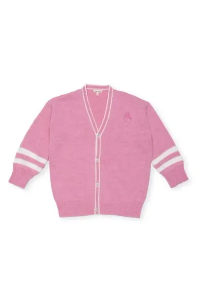 The Sunday Collective Kids' Classroom Wool Blend Cardigan In Bright Pink