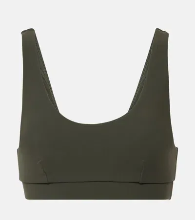 The Upside Peached Daisy Logo Sports Bra In Green