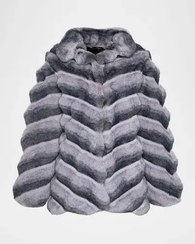 Theia Chinchilla Faux Fur Jacket In Gray