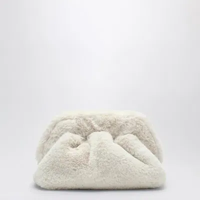 Themoirè Medium Tia Clutch White In Faux Fur