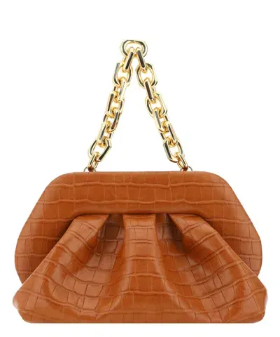 Themoirè Tia Croco Handbag In Brown