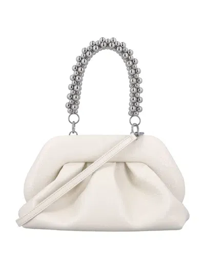 Themoirè Tia Handle Beads Clutch In White