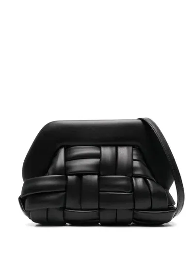 Themoirè Tia Weaved Vegan Leather Clutch In Black