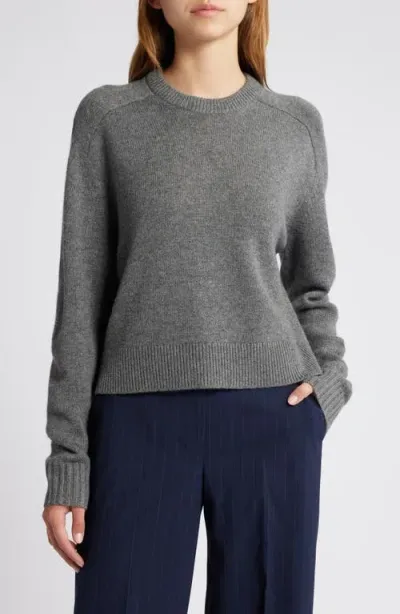 Theory Cashmere Crewneck Crop Sweater In Grey