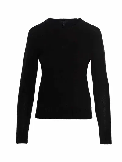 Theory Crewneck Cashmere Knit Sweater In Black