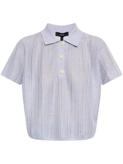 Theory Fine-knit Polo Top In Purple