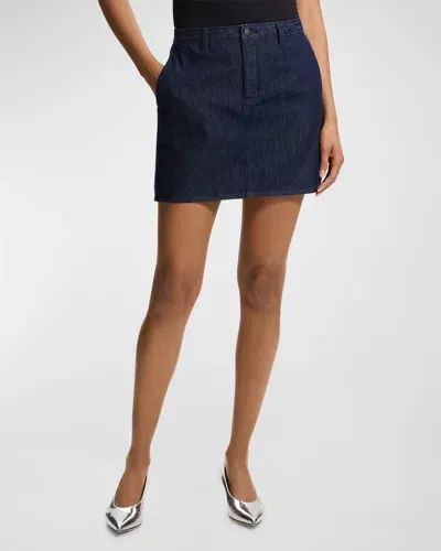 Theory Trouser Denim Mini Skirt In Indigo