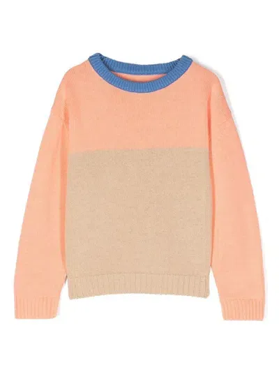 There Was One Kids' Colour-block Crew-neck Jumper In Neutrals