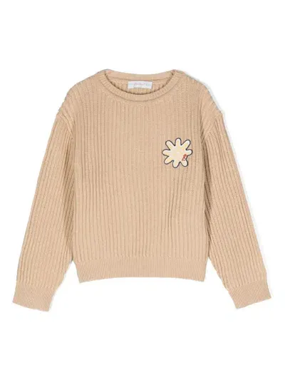 There Was One Sun-patch Ribbed Crew-neck Jumper In Nude