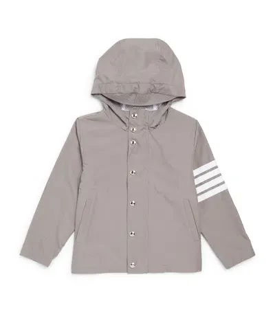 Thom Browne Kids' 4-bar Hooded Jacket In Grey