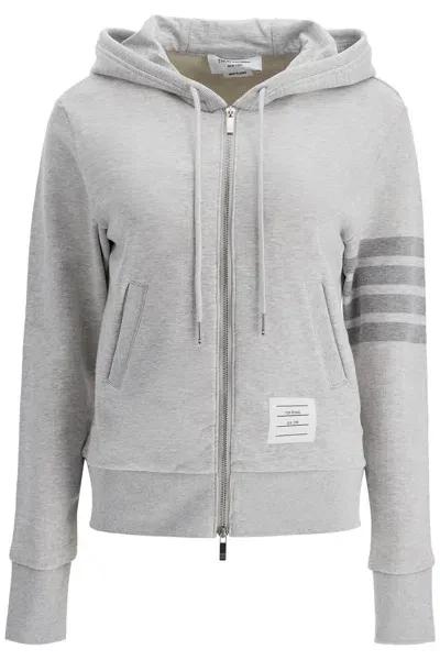 Thom Browne 4-bar Hoodie With Zipper And In Gray