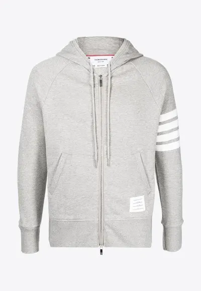 Thom Browne 4-bar Stripes Hooded Sweatshirt In Gray