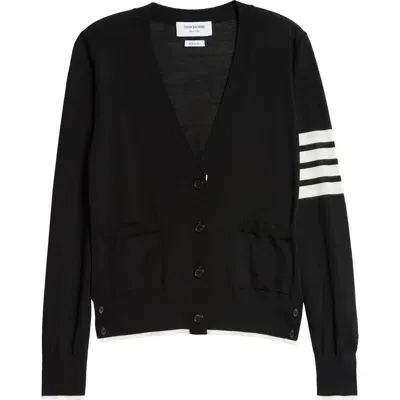 Thom Browne 4-bar Virgin Wool Cardigan In Black