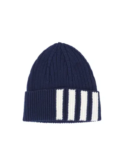 Thom Browne '4-bars' Beanie In Blue