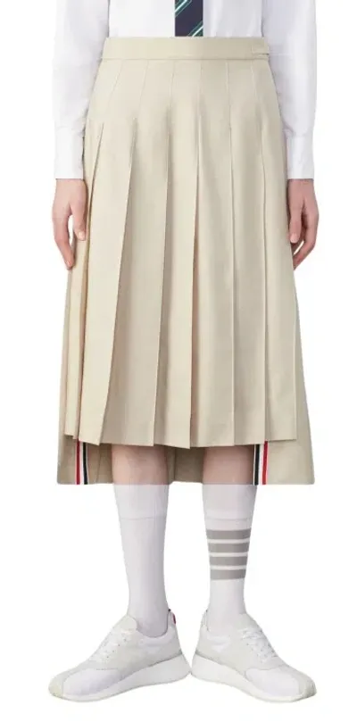 Thom Browne Back Pleated Skirt In Brown