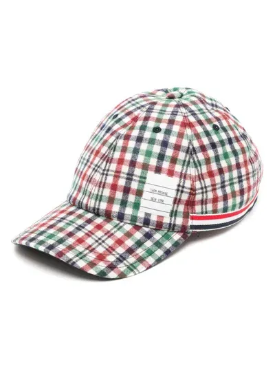 Thom Browne Checked Cap In Red