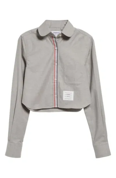 Thom Browne Classic Crop Cotton Button-up Shirt In Medium Grey