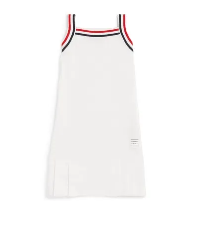 Thom Browne Kids' Cotton Pleated Tank Dress In White