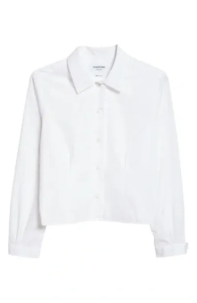 Thom Browne Crop Cotton Button-up Shirt In White