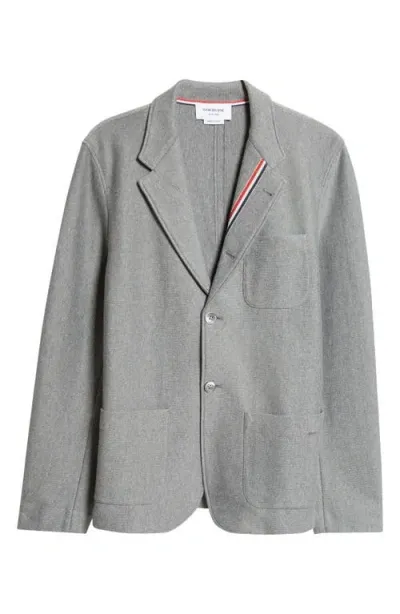 Thom Browne Double Face Knit Cotton Sack Jacket In Medium Grey