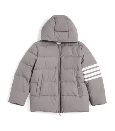 Thom Browne Kids' Down 4-bar Puffer Jacket In Grey