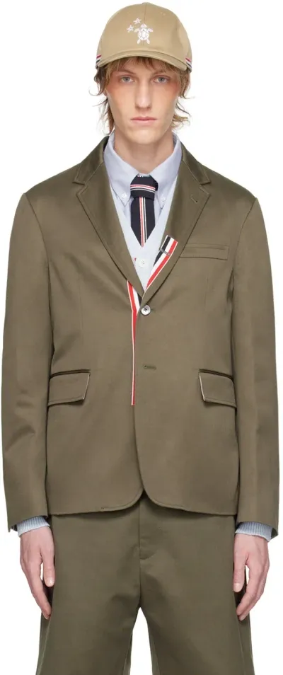 Thom Browne Khaki Unconstructed Blazer In Dark Green