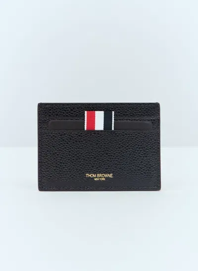 Thom Browne Leather And Canvas Cardholder In Black