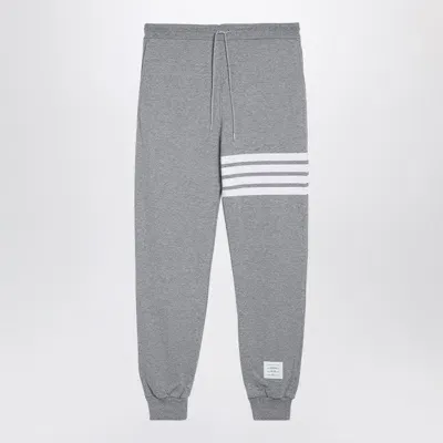 Thom Browne Tapered Striped Loopback Cotton-jersey Sweatpants In Gray