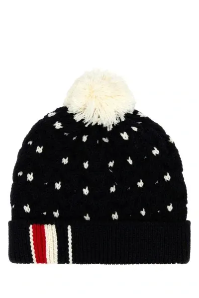 Thom Browne Blue Wool Beanie Hat