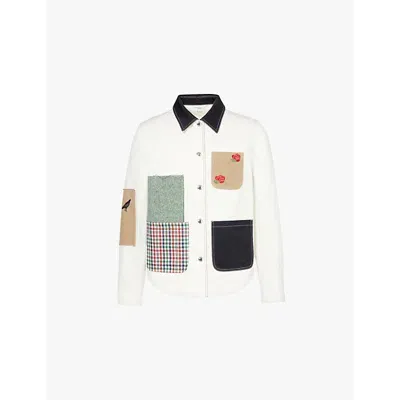 Thom Browne Utility Pocket Spread Collar Cotton Jacket In White