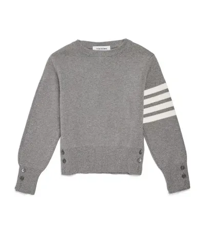 Thom Browne Kids' Milano-stitch 4-bar Sweater In Grey