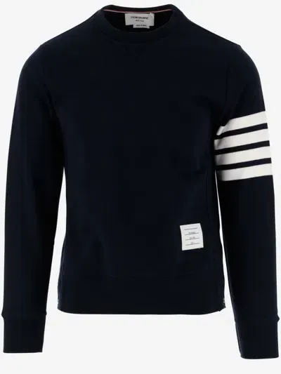 Thom Browne Navy Blue 4 Bar Sweatshirt In Black