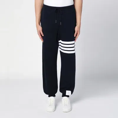 Thom Browne Navy Blue Cotton Jogging Trousers In Black