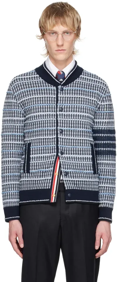 Thom Browne Navy Press-stud Bomber Jacket In 415 Navy