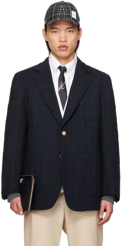 Thom Browne Navy Unstructured Blazer In 415 Navy