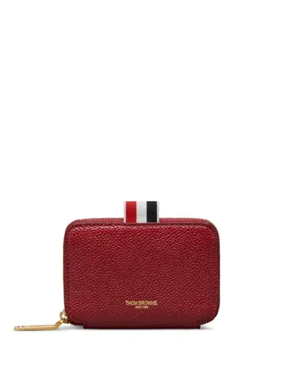 Thom Browne Pebbled-grain Zip-around Card Holder In Red